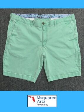 Tommy Bahama Mens Mint Green Chino Shorts Size 42 Cotton Lyocell Stretch